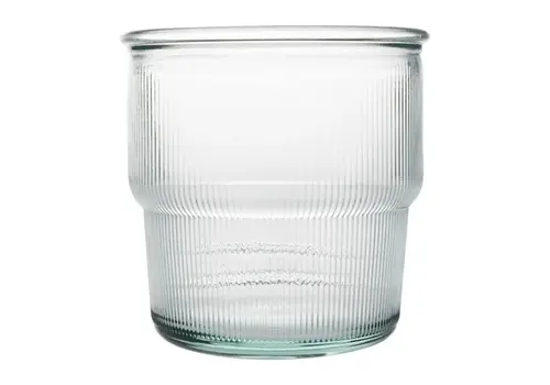  recycled glass ribbed stackable cups | 300ml | (pack of 6) 
