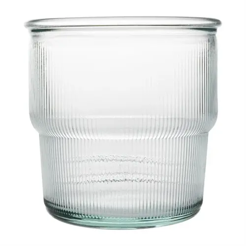  recycled glass ribbed stackable cups | 300 ml | (pack of 6) 