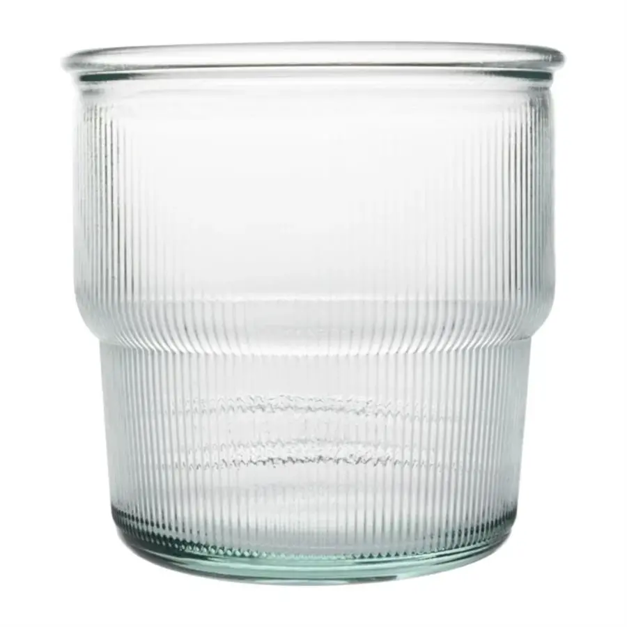 recycled glass ribbed stackable cups | 300 ml | (pack of 6)