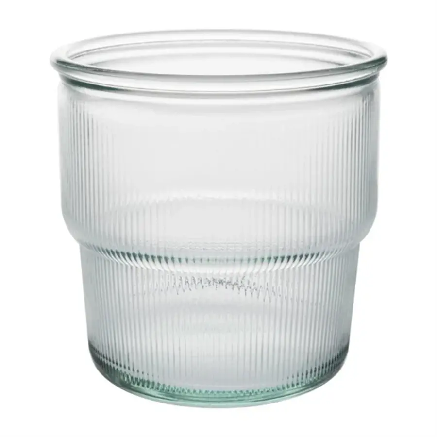 recycled glass ribbed stackable cups | 300 ml | (pack of 6)