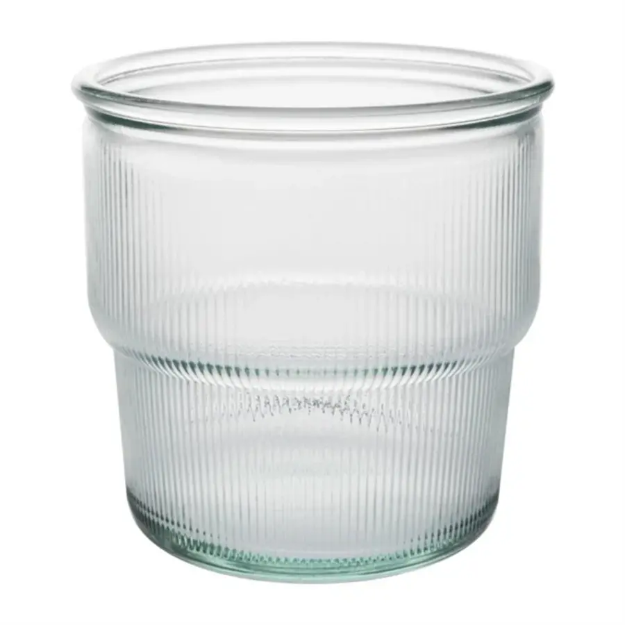 recycled glass ribbed stackable cups | 300ml | (pack of 6)