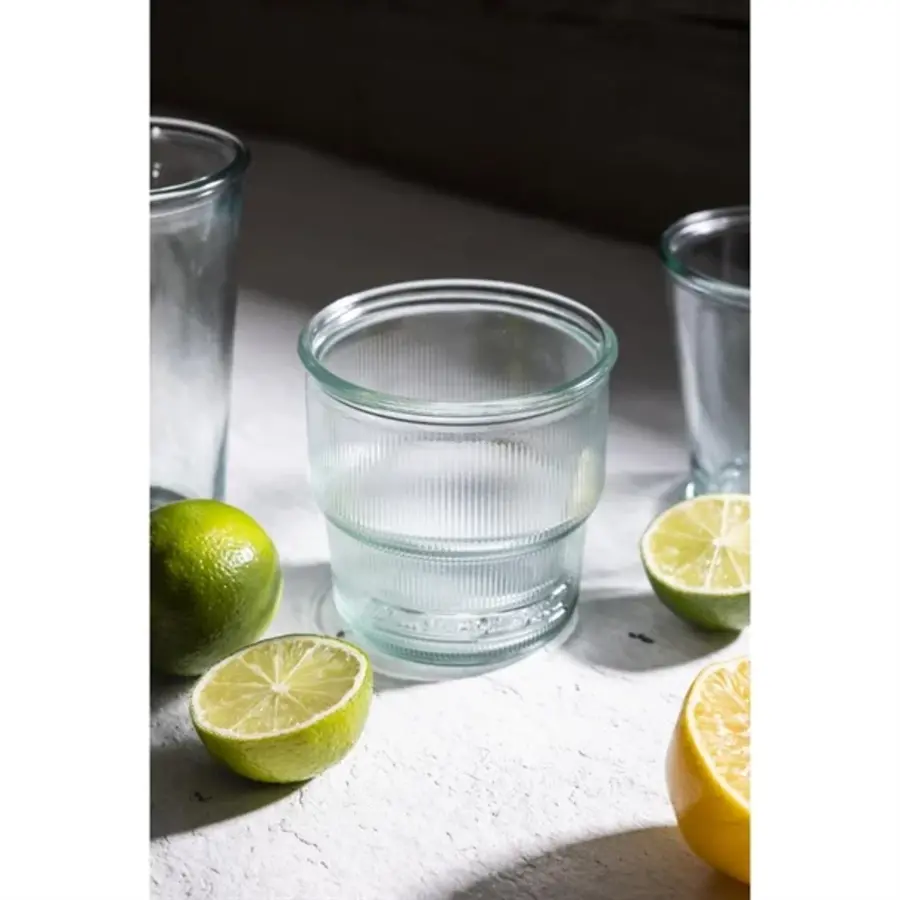 recycled glass ribbed stackable cups | 300ml | (pack of 6)