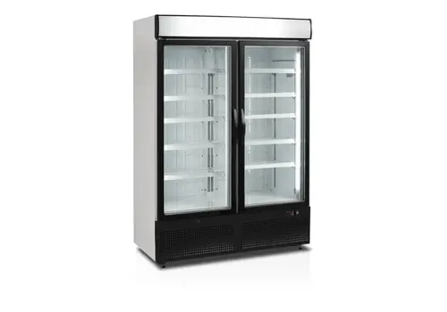  HorecaTraders NF5000G Congélateur vitrine 2 portes | Noir | 1250 x 570 x 1331 mm 
