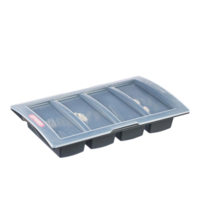 Range-couverts gris foncé avec couvercle | 10(h)x32,5(l)x53(p)cm
