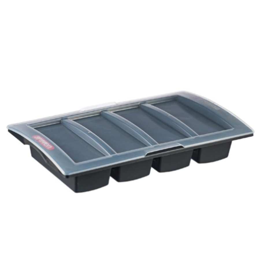 Dark gray cutlery tray with lid | 10(h)x32.5(w)x53(d)cm