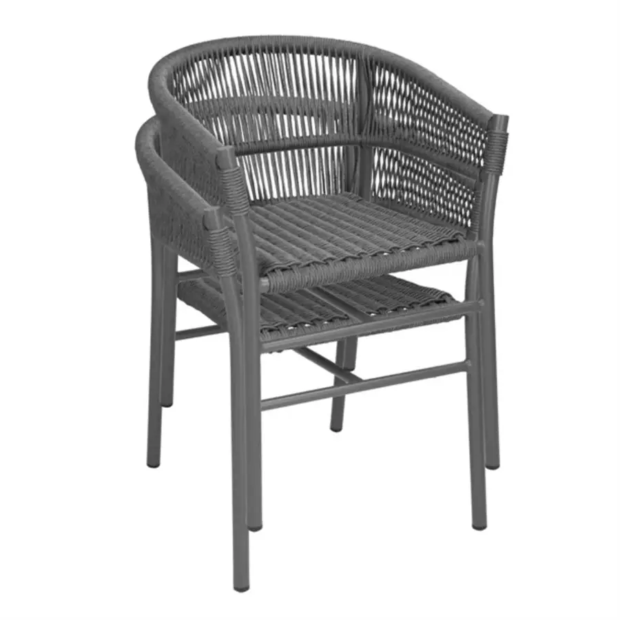 florence gray mix rope twist wicker chairs | (pack of 2)