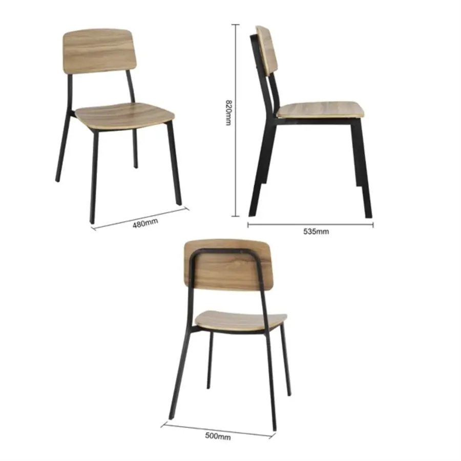 beaufort wooden dining chairs | (pack of 2) | 820(H)x560(W)x510(D)mm