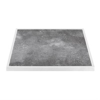 plateau de table en verre trempé pour usage extérieur | effet pierre foncée |Bordure blanche | 700 mm