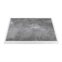 tafelblad van gehard glas voor buiten | donker steeneffect |Witte rand | 700 mm