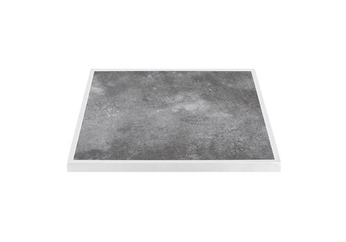  Bolero outdoor tempered glass table top | dark stone effect |White border | 700mm 