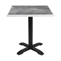 plateau de table en verre trempé pour usage extérieur | effet pierre foncée |Bordure blanche | 700 mm