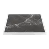 tafelblad van gehard glas | donker granieteffect | Witte rand | 700 mm