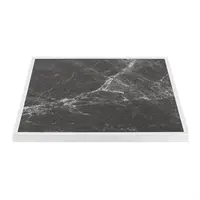 plateau de table en verre trempé | effet granit foncé | Bordure blanche | 700 mm