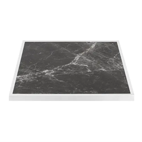  Bolero table top made of tempered glass | dark granite effect | White border | 700mm 