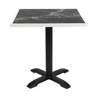 plateau de table en verre trempé | effet granit foncé | Bordure blanche | 700 mm