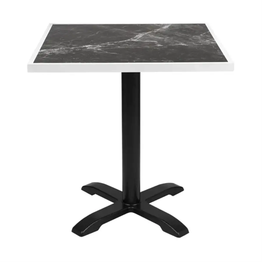 plateau de table en verre trempé | effet granit foncé | Bordure blanche | 700 mm