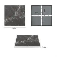 plateau de table en verre trempé | effet granit foncé | Bordure blanche | 700 mm