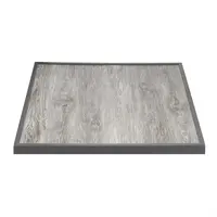plateau de table en verre trempé effet grain de bois | Bordure grise | 700 mm