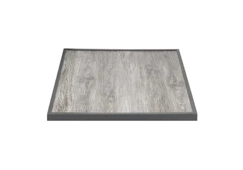  Bolero plateau de table en verre trempé effet grain de bois | Bordure grise | 700 mm 