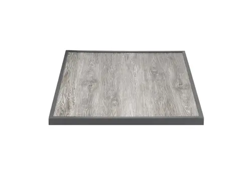  Bolero table top made of tempered glass with wood grain effect | Gray border | 700mm 