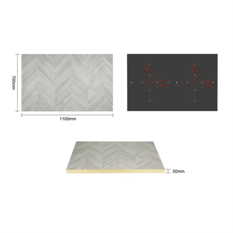 plateau de table rectangulaire à chevrons | 1100 mm x 700 mm
