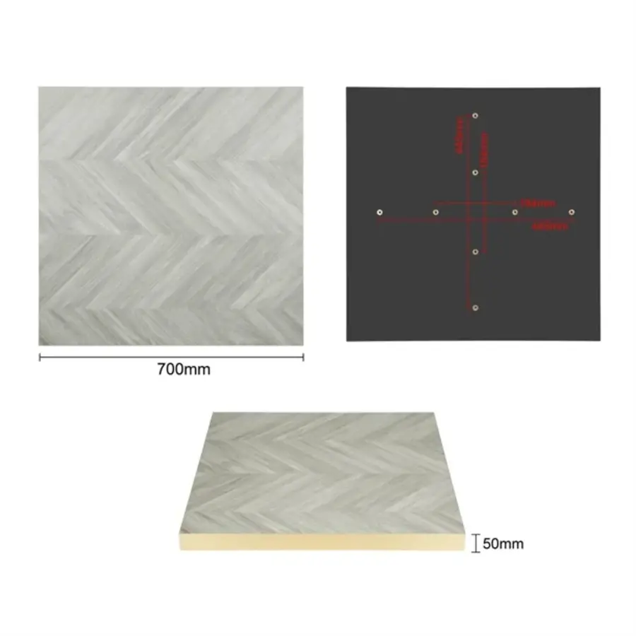 pre-drilled table top chevron design | 700 mm
