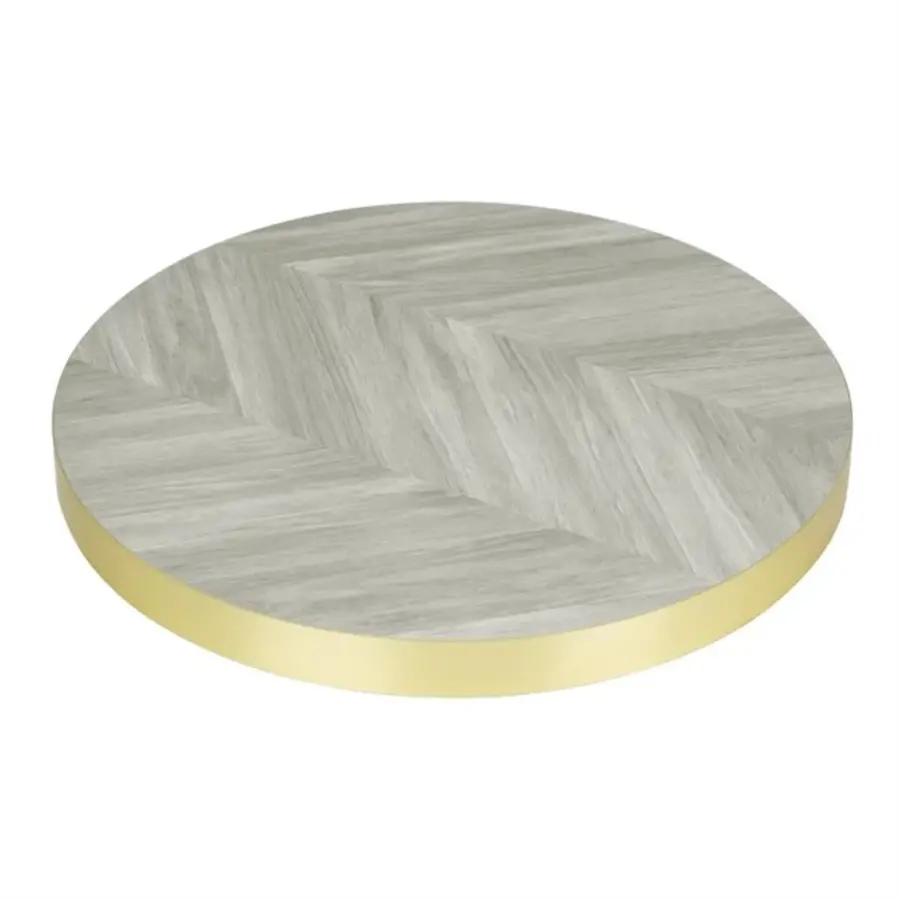 pre-drilled round table top chevron design | 600mm