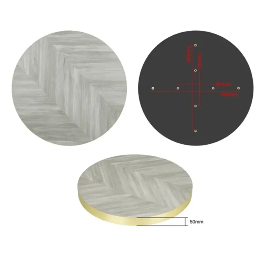 pre-drilled round table top chevron design | 600mm