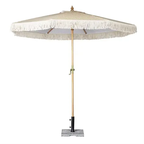 Bolero Sicily round striped parasol | Hardwood & plastic | 248(h)cm 