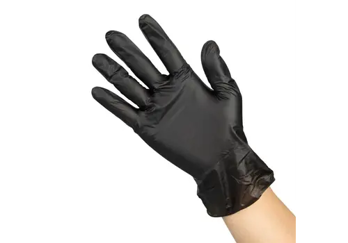  Hygiplas gant en vinyle noir sans poudre | L | ( paquet de 100 ) 