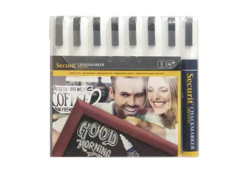  Securit Set löschbarer Kreidemarker | 6mm weiß | (8 Stück) 