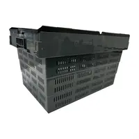 caisse de transport en plastique perforé avec couvercle fixe | 600x400x320mm