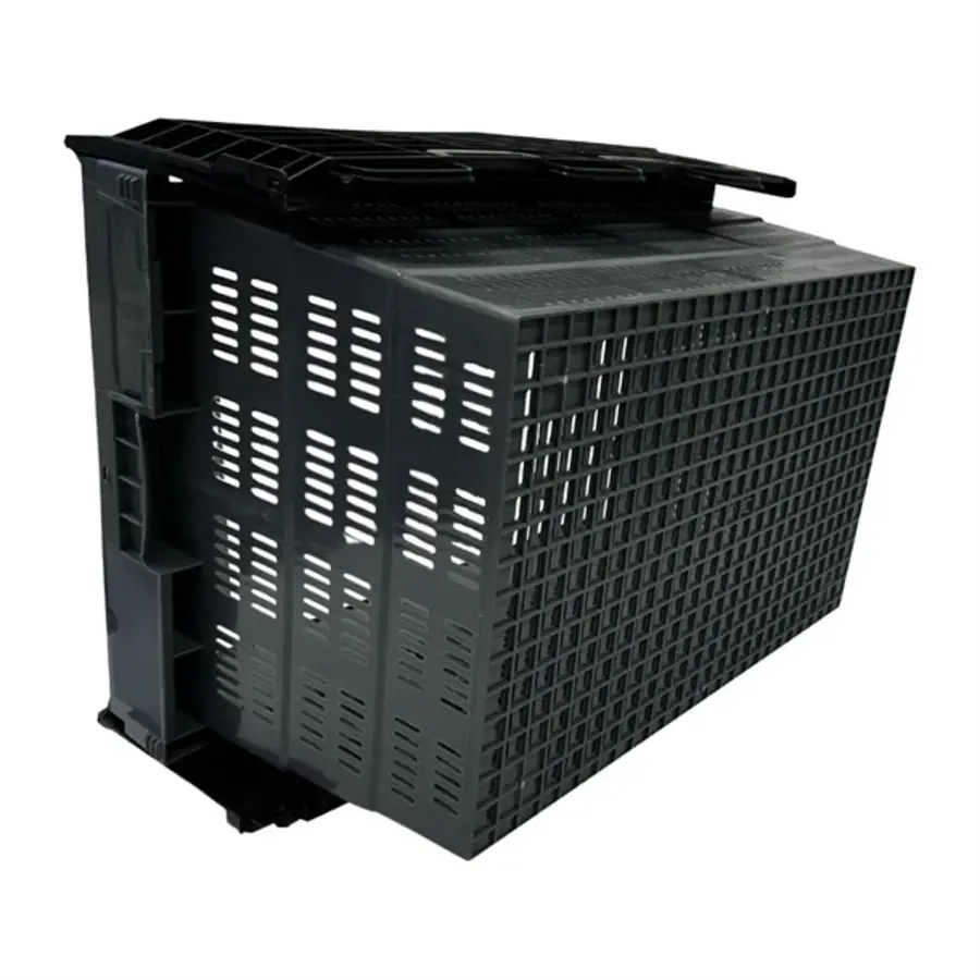 caisse de transport en plastique perforé avec couvercle fixe | 600x400x320mm