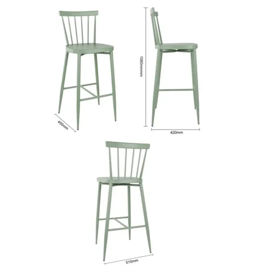 tabourets hauts en aluminium Windsor | Vert | 108(h) x 47(l)cm | (paquet de 2)