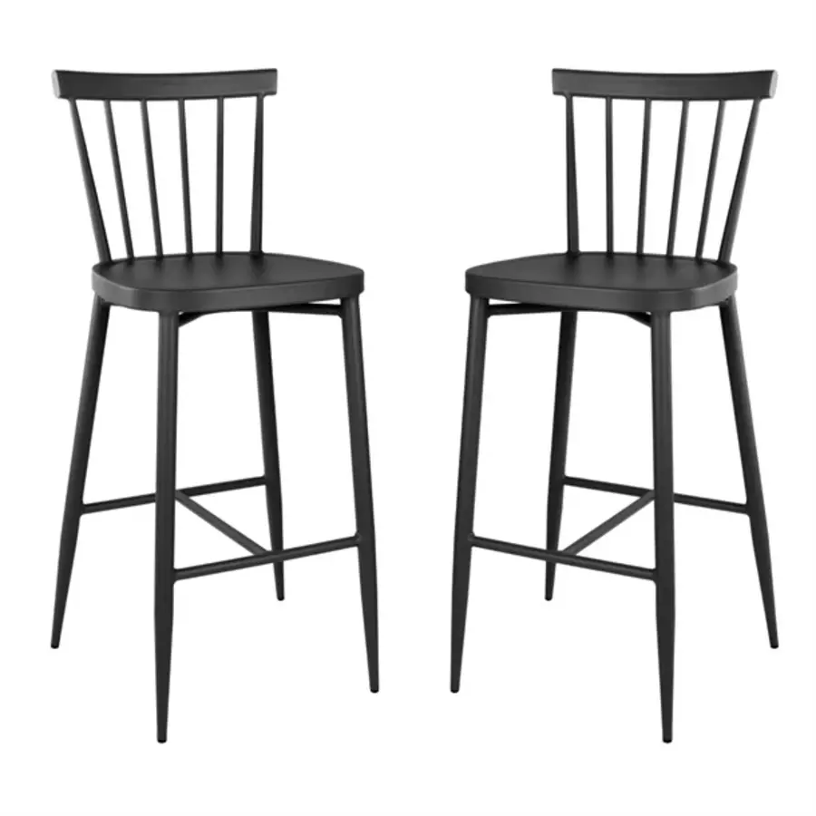 tabourets hauts en aluminium Windsor | Noir | 108(h) x 47(l)cm | (paquet de 2)