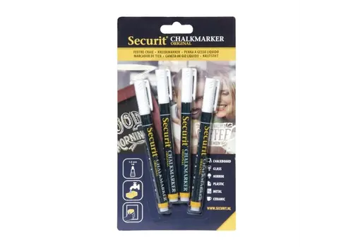  Securit löschbare Kreidemarker | 2mm weiß | (4 Stück) 