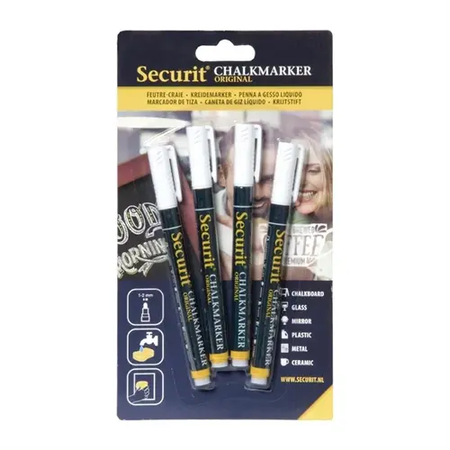  Securit Securit erasable chalk markers | 2mm white | (4 pieces) 