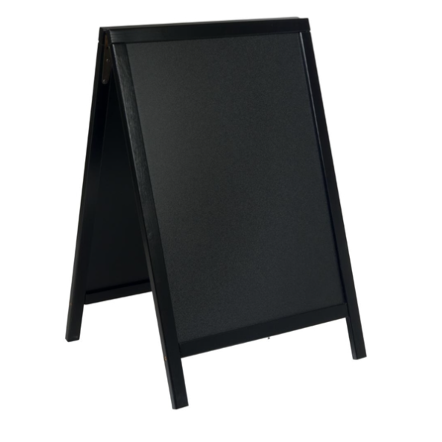 Schwarzes Woody-Kleinschild mit Straßenkreide | Holz | 89,5 (H) x 57 (B) x 6,8 (T) cm