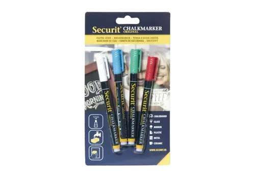  Securit löschbare Kreidemarker | 2mm sortiert | (4 Stück) 