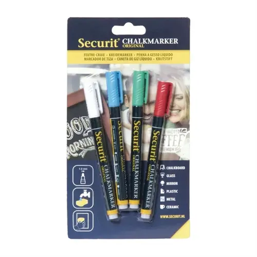  Securit löschbare Kreidemarker | 2mm sortiert | (4 Stück) 
