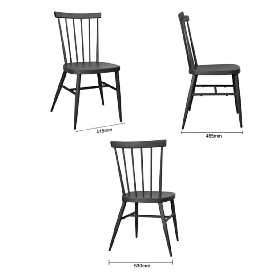 chaises en aluminium Windsor | Noir | 88(h) x 51(l)cm | (4 pièces)