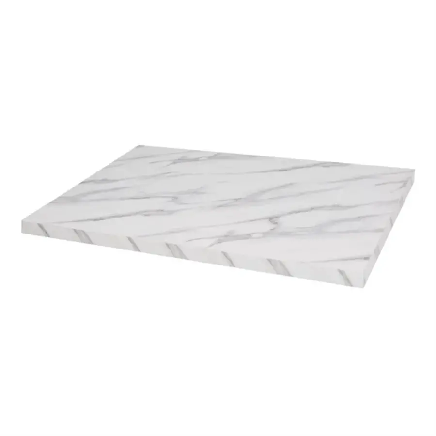 plateau de table rectangulaire pré-percé effet marbre | 4,8 (h) x 110 (l) x 70 (p) cm