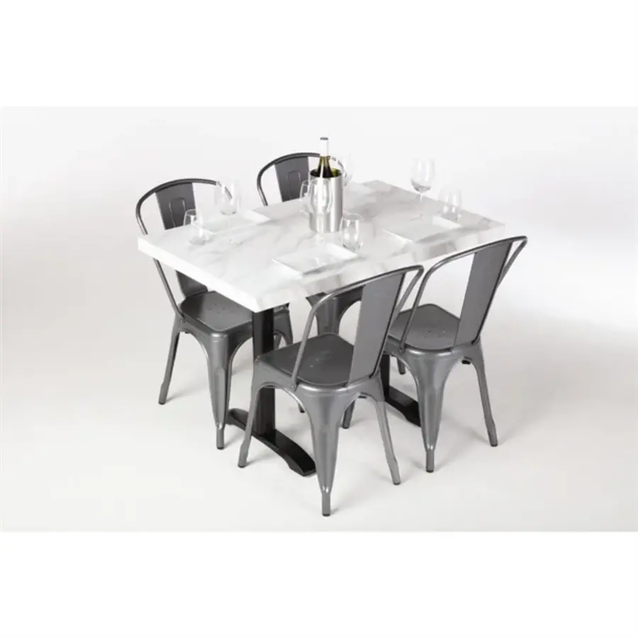 plateau de table rectangulaire pré-percé effet marbre | 4,8 (h) x 110 (l) x 70 (p) cm