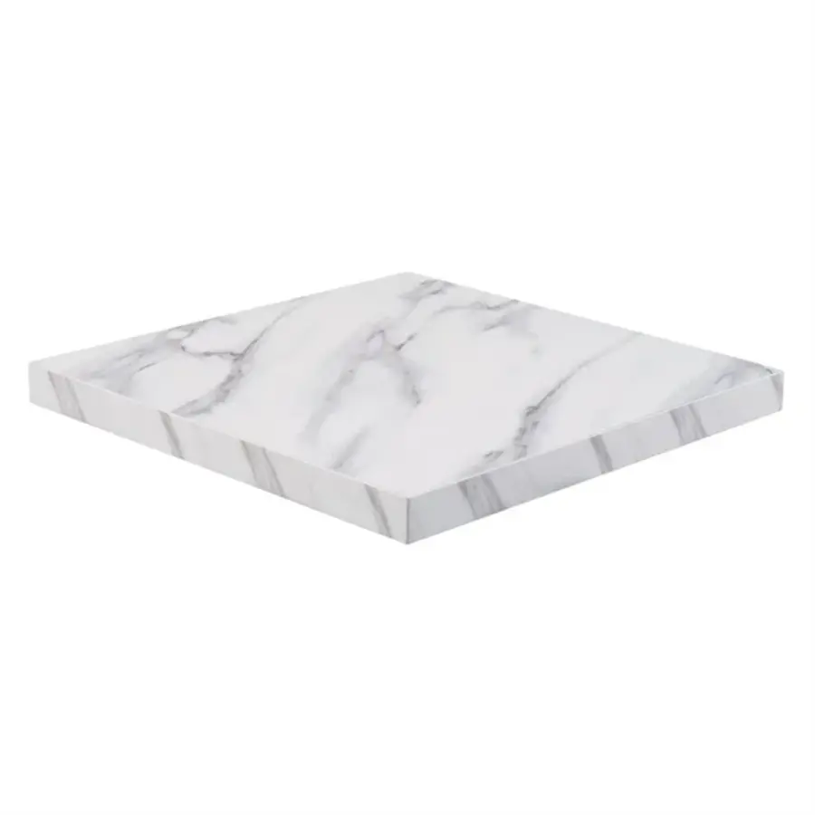 plateau de table carré pré-percé effet marbre | 4,8 (h) x 70 (l) x 70 (p) cm
