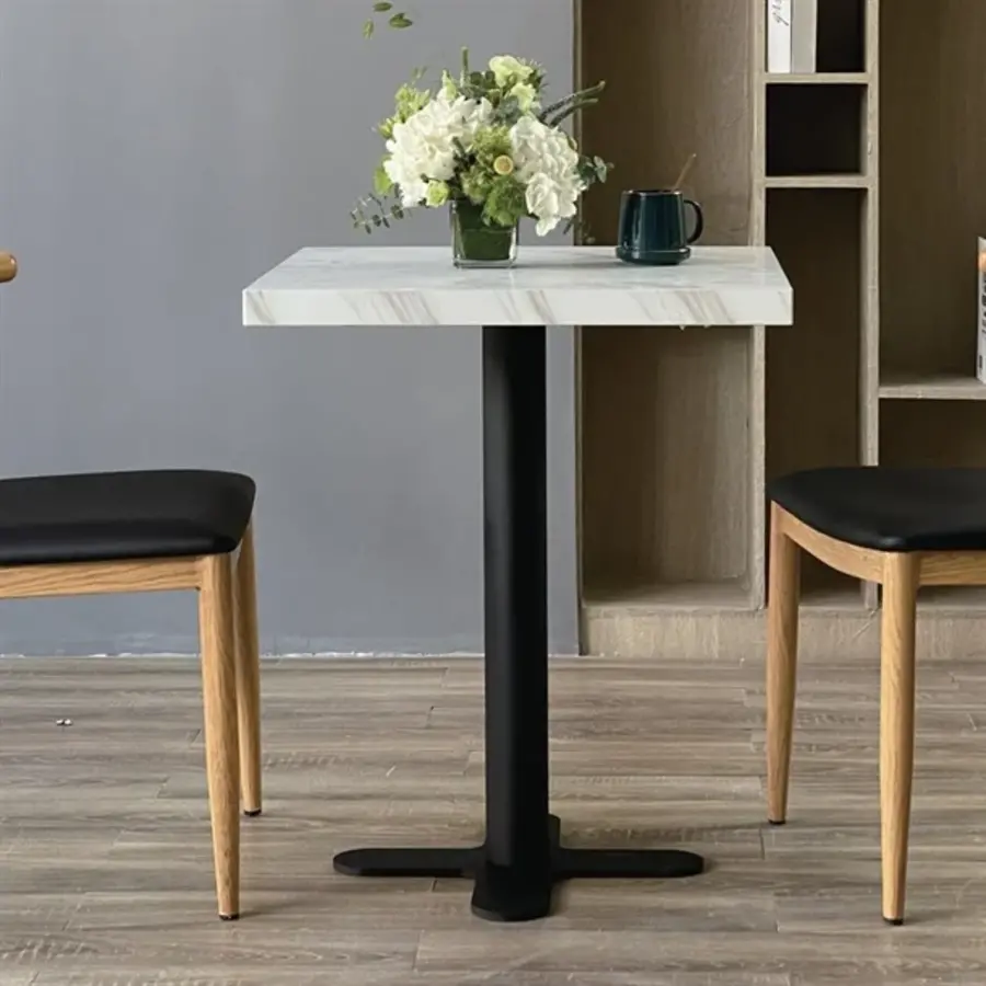 plateau de table carré pré-percé effet marbre | 4,8 (h) x 70 (l) x 70 (p) cm