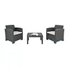 Bolero PP armchair and table wicker set | Grey | 75.5(h) x 65.7(w) x 70.3(d)cm