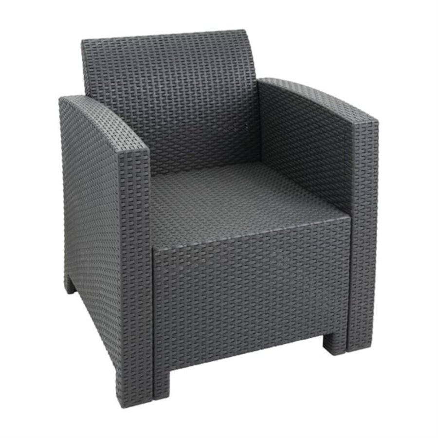 PP armchair and table wicker set | Gray | 75.5(h) x 65.7(w) x 70.3(d)cm