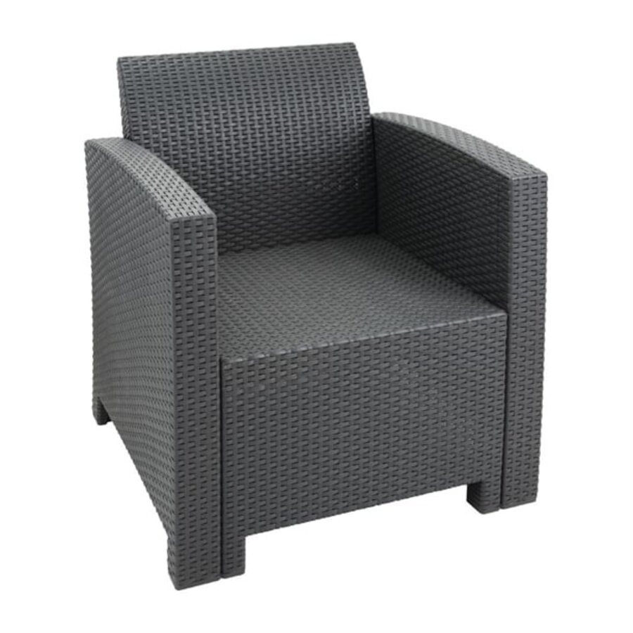 PP armchair and table wicker set | Grey | 75.5(h) x 65.7(w) x 70.3(d)cm