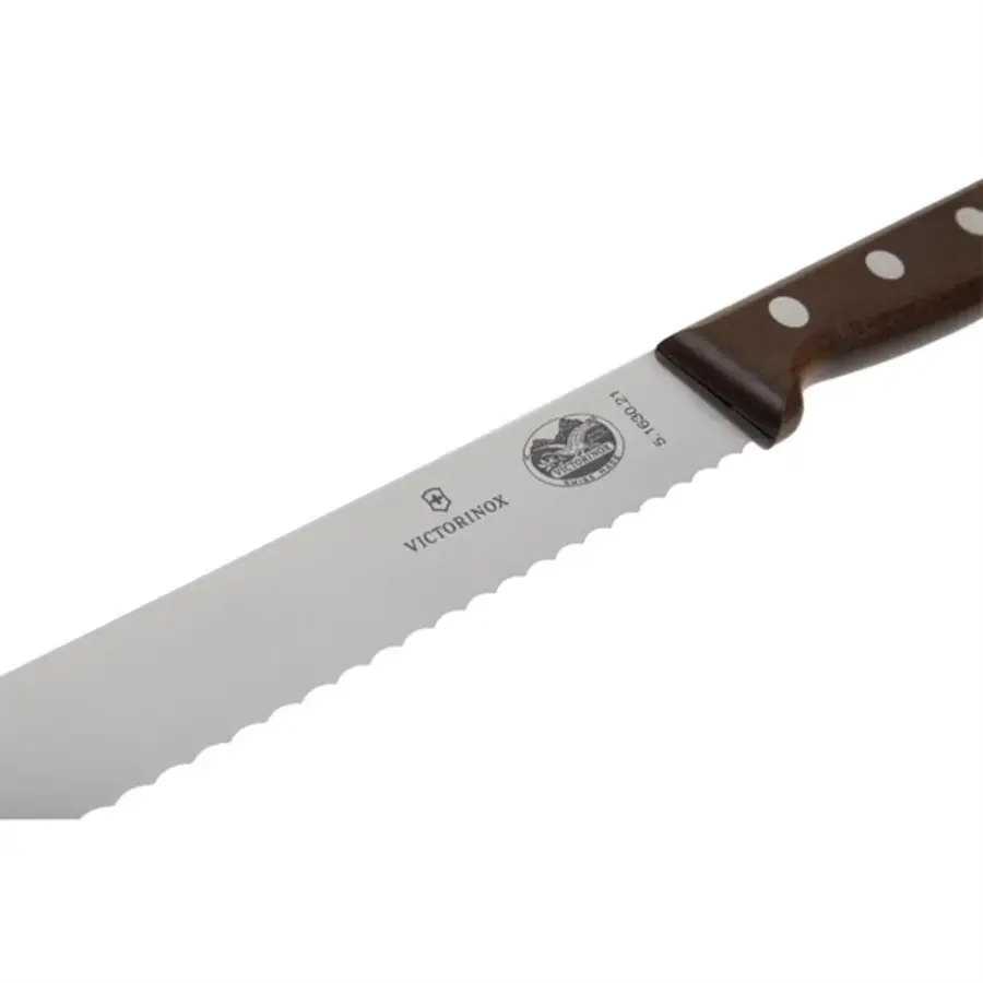 Couteau à pain dentelé Victorinox avec manche en bois | acier inoxydable | 21,5 cm