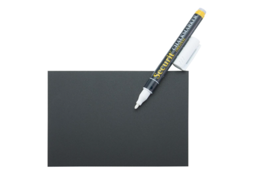 Securit Étiquettes tableau noir A6 avec marqueur craie | 4 supports à pointes et 2 supports transparents | ( 20 pièces ) 